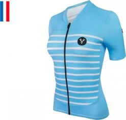 LeBram Ventoux Women's Short Sleeve Jersey White Blue Tailored Fit -Pinnacle Cycling 17308155f72b388446892.48359887