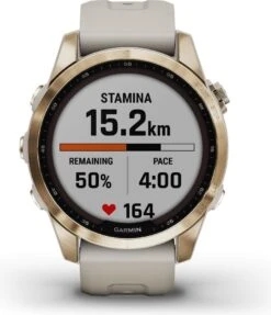 Garmin Fenix 7S Sapphire Solar Titanium Sport Watch Light Gold / Beige -Pinnacle Cycling 218570661e03d2d7eb971.60216876