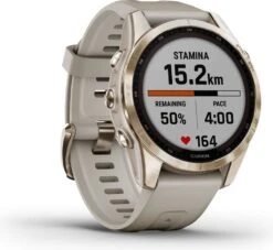 Garmin Fenix 7S Sapphire Solar Titanium Sport Watch Light Gold / Beige -Pinnacle Cycling 218570661e03d324028d7.03233055